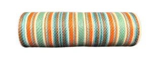 10" Stripe Deco Poly Mesh: Rust/Teal/Ivory