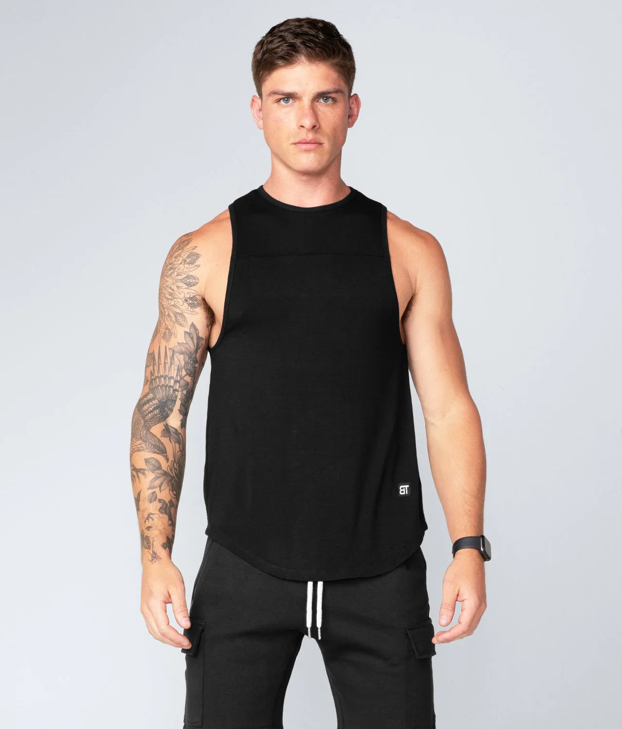 1600 . Viscose Regular-Fit Tank Top - Black