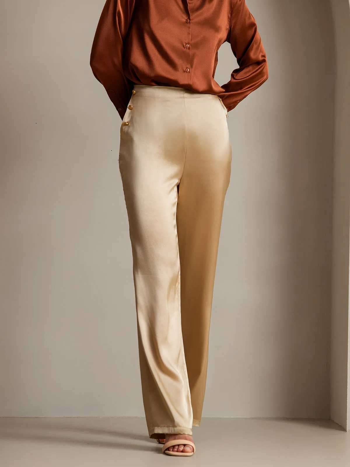 19Momme Silk Solid Color Versatile Classic Suit Pants