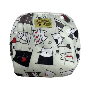 Adjustable Swim Diaper Cum Waterproof Diaper Cover - Grey Cats