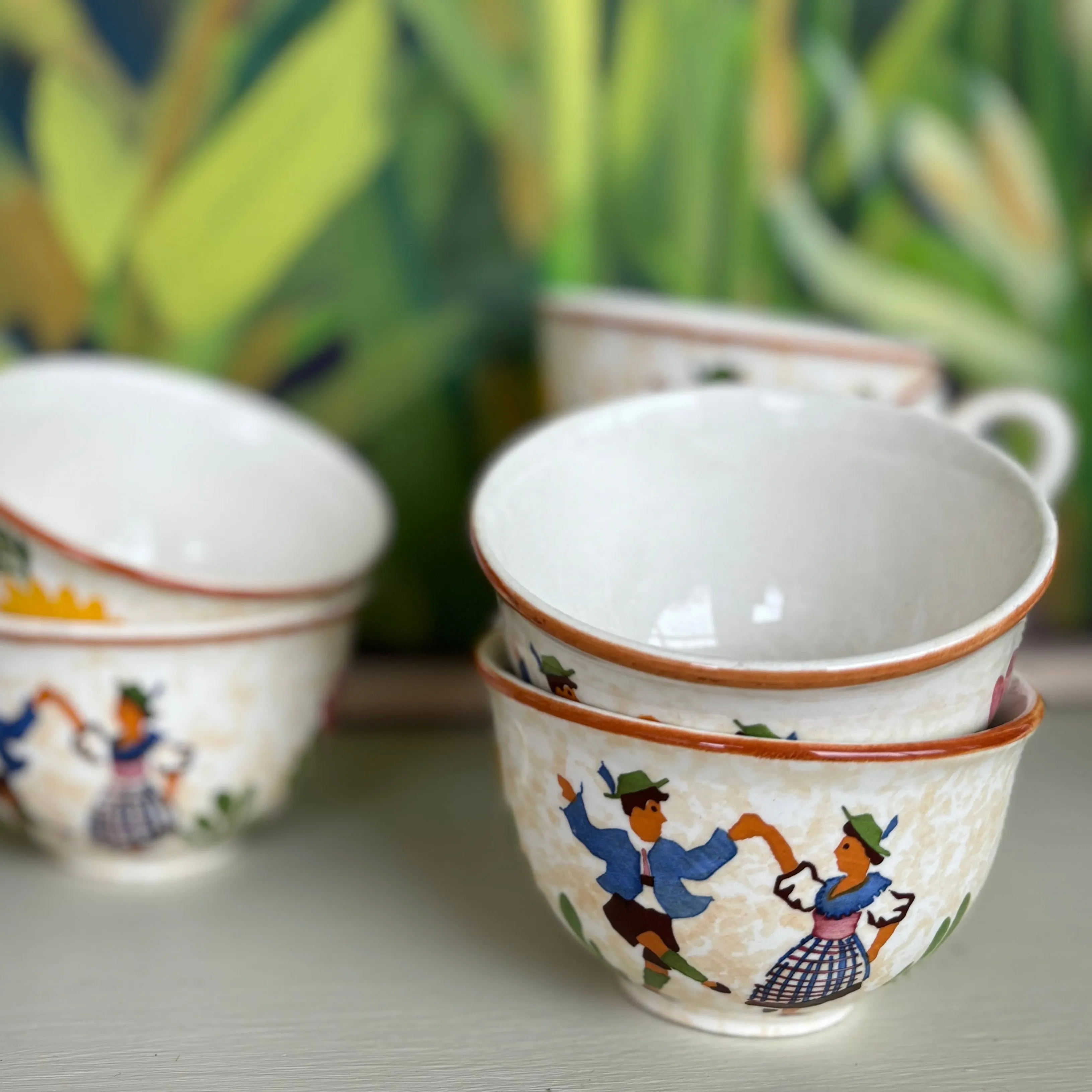 Alpine Peasant Teacups & Saucers