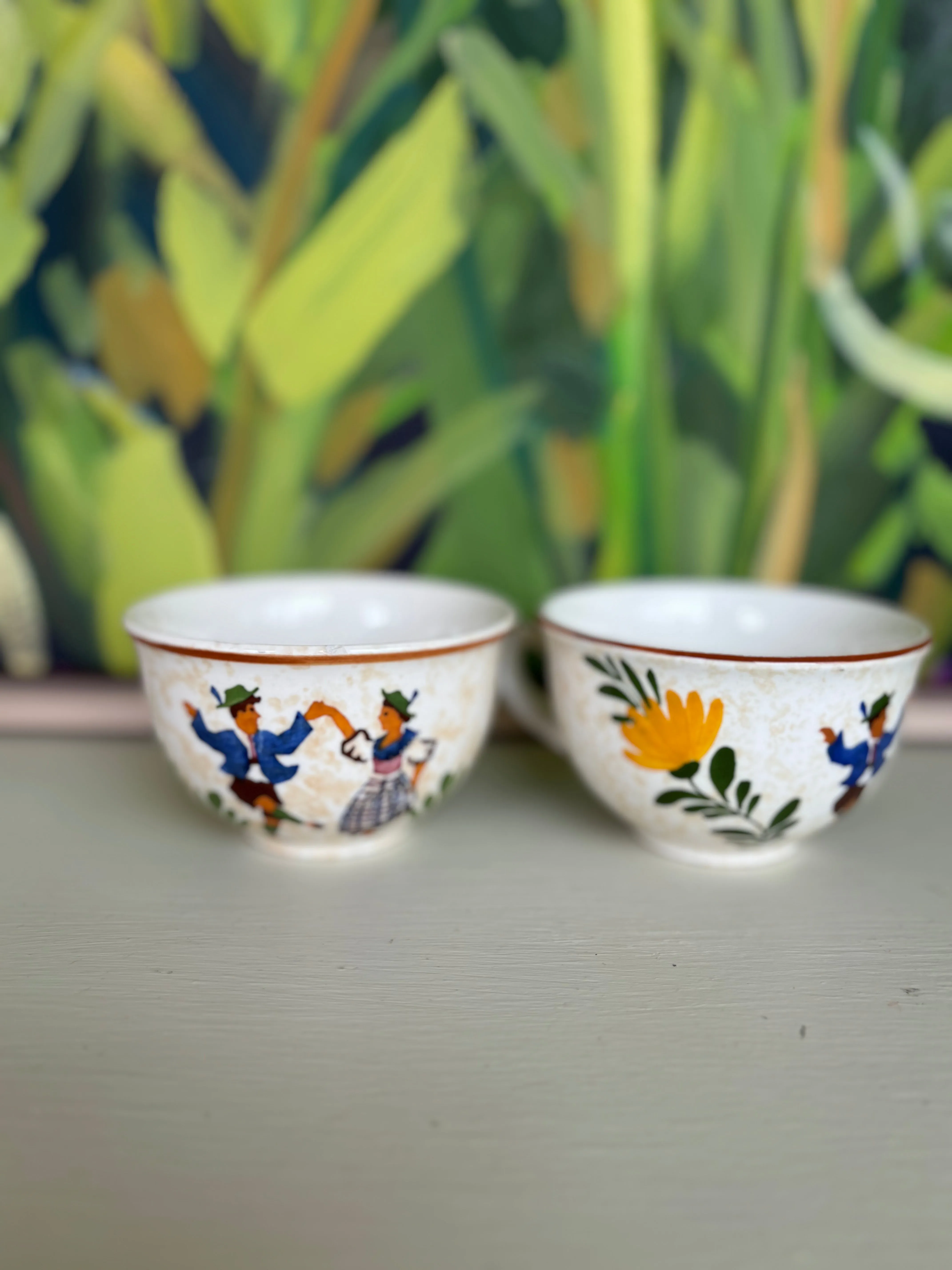 Alpine Peasant Teacups & Saucers