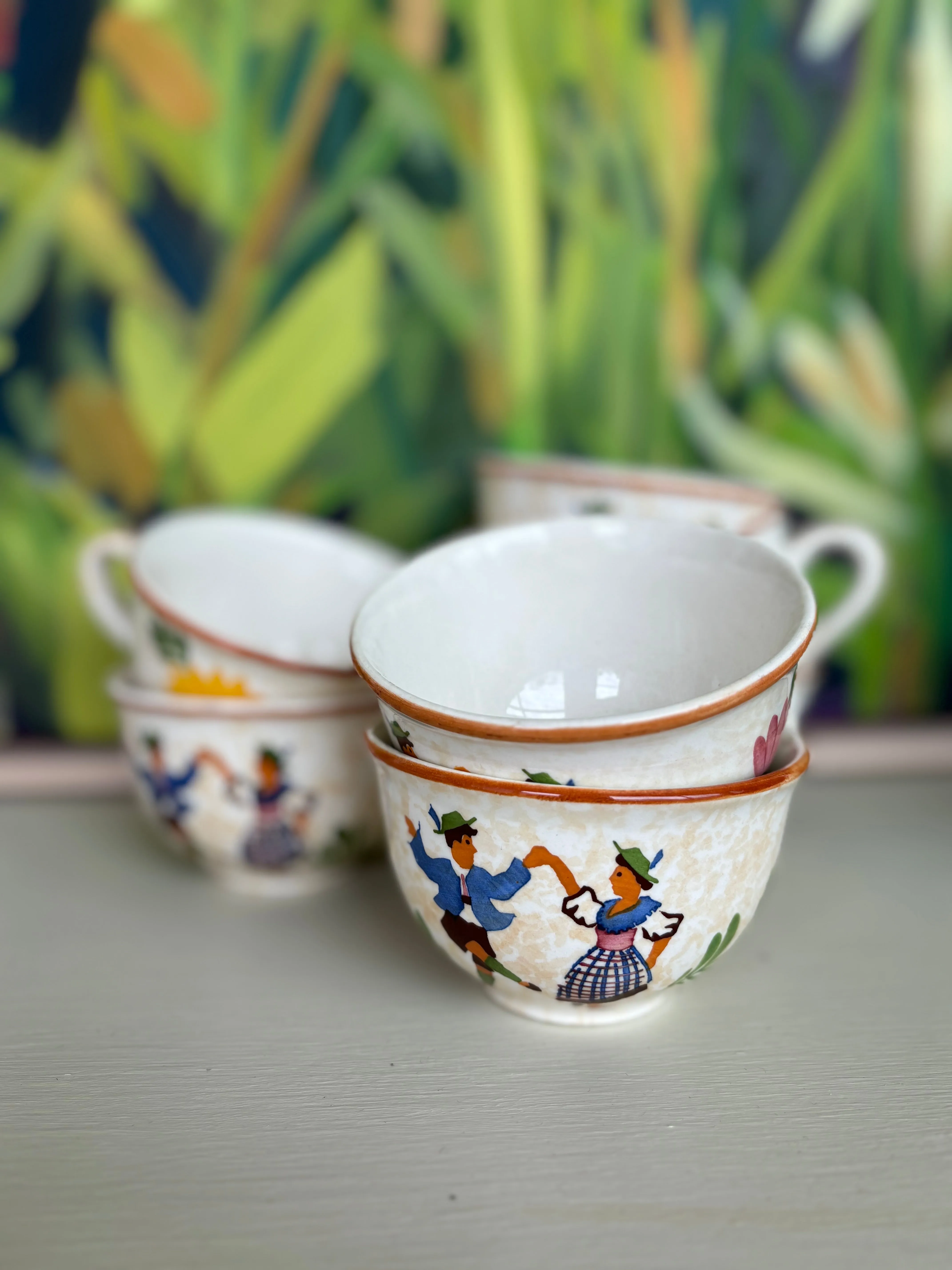 Alpine Peasant Teacups & Saucers