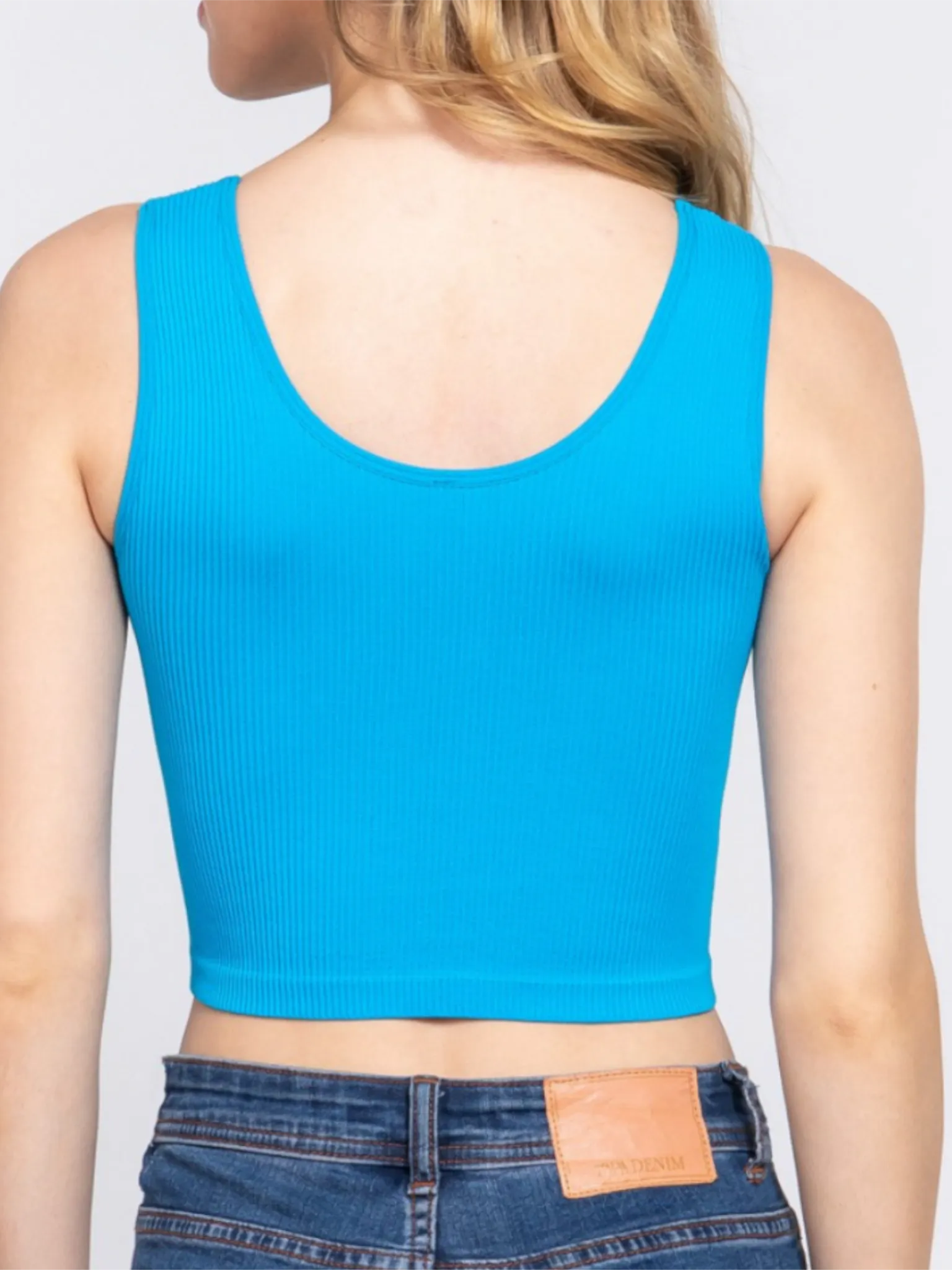 Amaya Reversible Seamless Crop Tank - Azure Blue