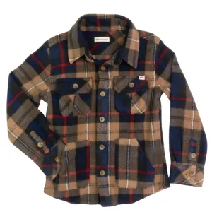 Appaman - Boys Snow Fleece Shirt in Navy/Khaki Plaid