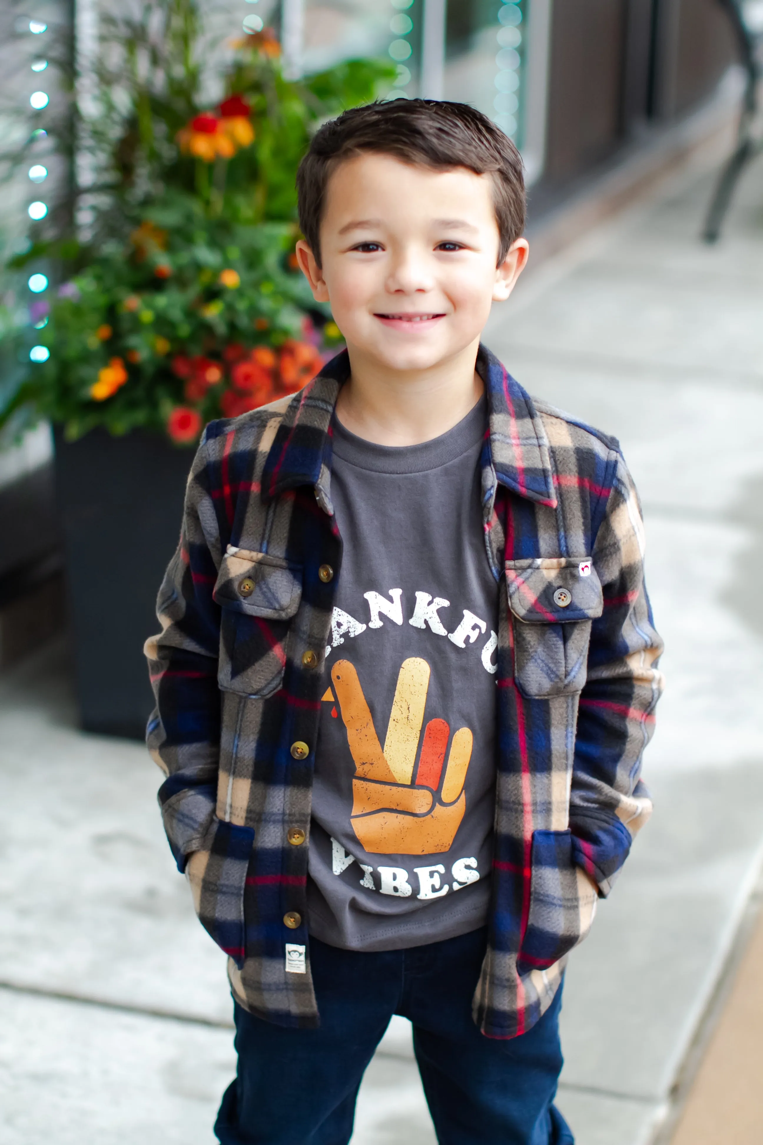 Appaman - Boys Snow Fleece Shirt in Navy/Khaki Plaid