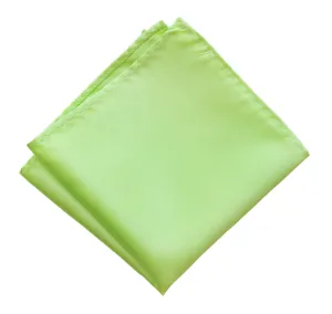 Apple Green Pocket Square. Light Green Solid Color Satin Finish, No Print