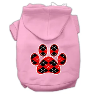 Argyle Paw Red Screen Print Pet Hoodies Light Pink Size Lg (14)