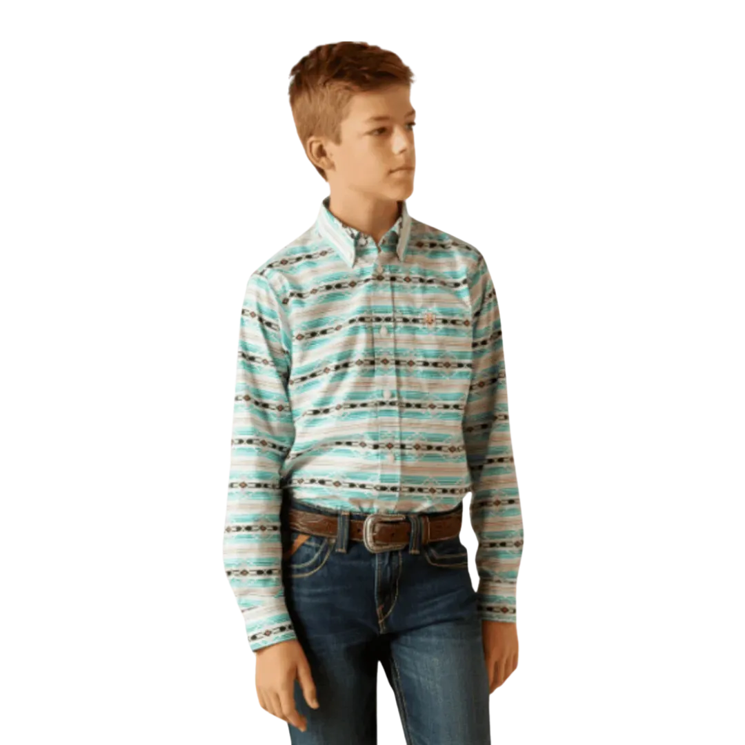 Ariat Kid's Boys Jefferson Ice Aztec Classic Western Green Shirt