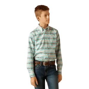 Ariat Kid's Boys Jefferson Ice Aztec Classic Western Green Shirt