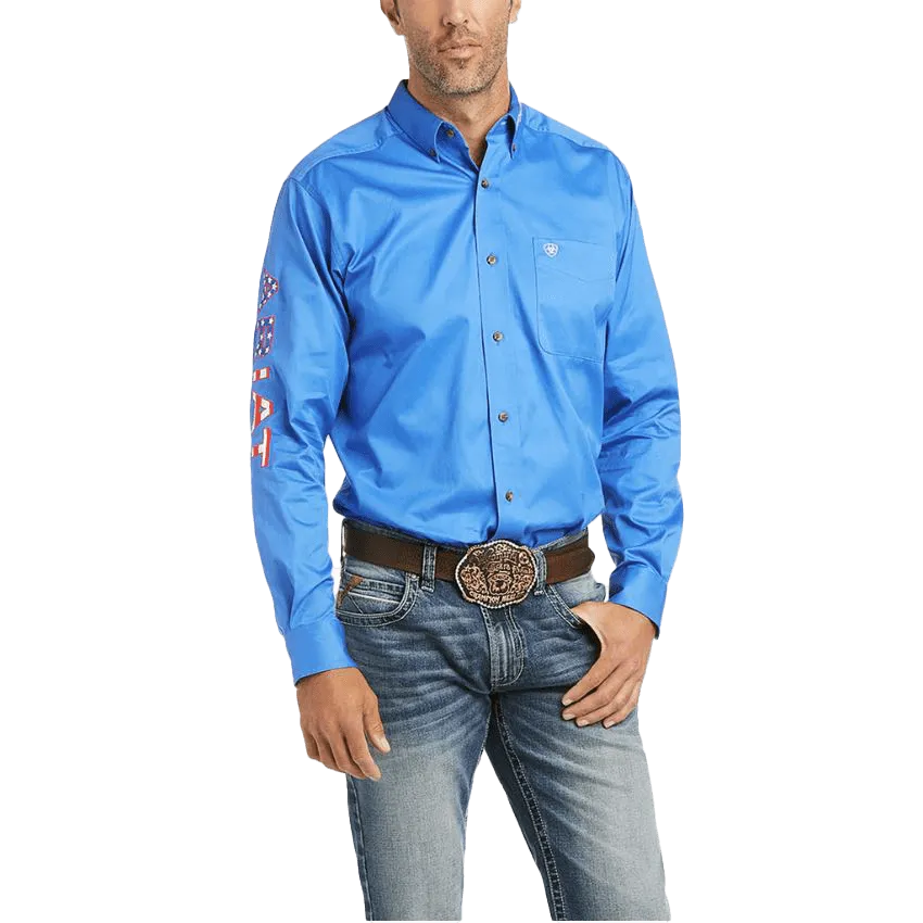 Ariat Men's Blue Team Logo Twill Fitted Shirt