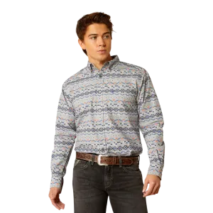 Ariat Men's Richie Long Sleeve Fitted Button Down Print Grey Shirt