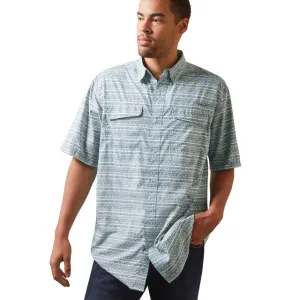 Ariat Men's Venttek Sea Green with Stripe Western Fitted Short Sleeve Shirt