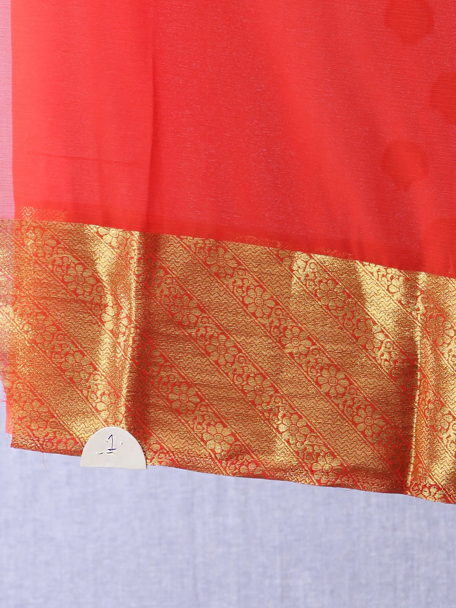 Banarasee Chiffon Saree With Golden Zari Weave - Red & Gold - S031704355