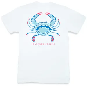 Blue Crab: Short Sleeve T-Shirt - White