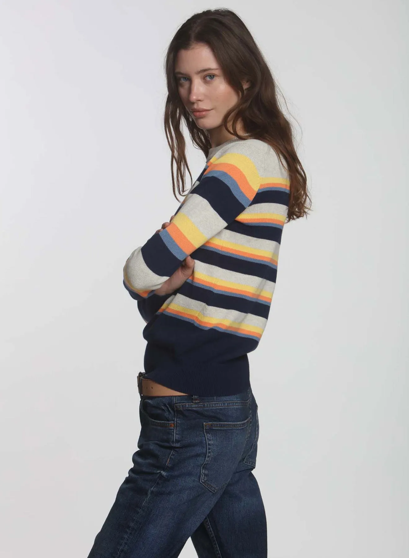 Brady Stripe Crew - Stone