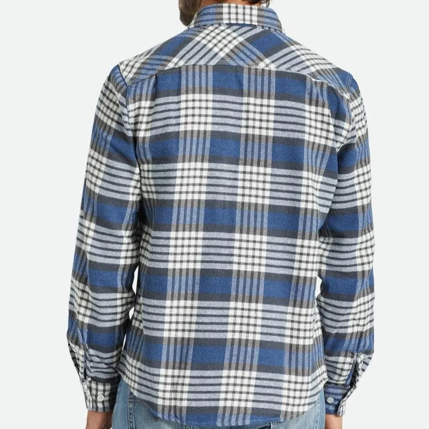 BRIXTON BOWERY FLANNEL PACIFIC BLUE/WHITECAP/BLACK