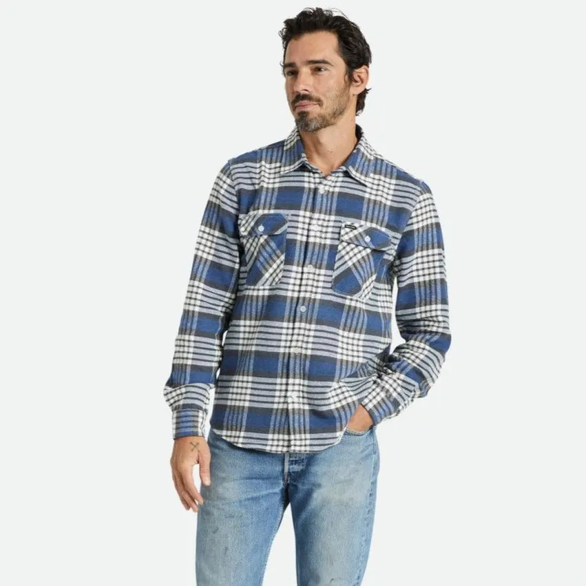 BRIXTON BOWERY FLANNEL PACIFIC BLUE/WHITECAP/BLACK