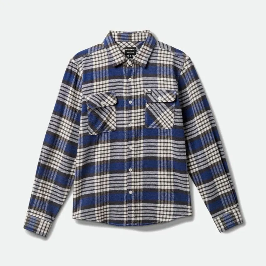 BRIXTON BOWERY FLANNEL PACIFIC BLUE/WHITECAP/BLACK