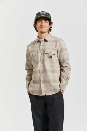 Brixton Bowery Heavyweight L/S Flannel - OFF WHITE/CINDER GREY