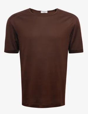 Brown Silk Blend T-Shirt