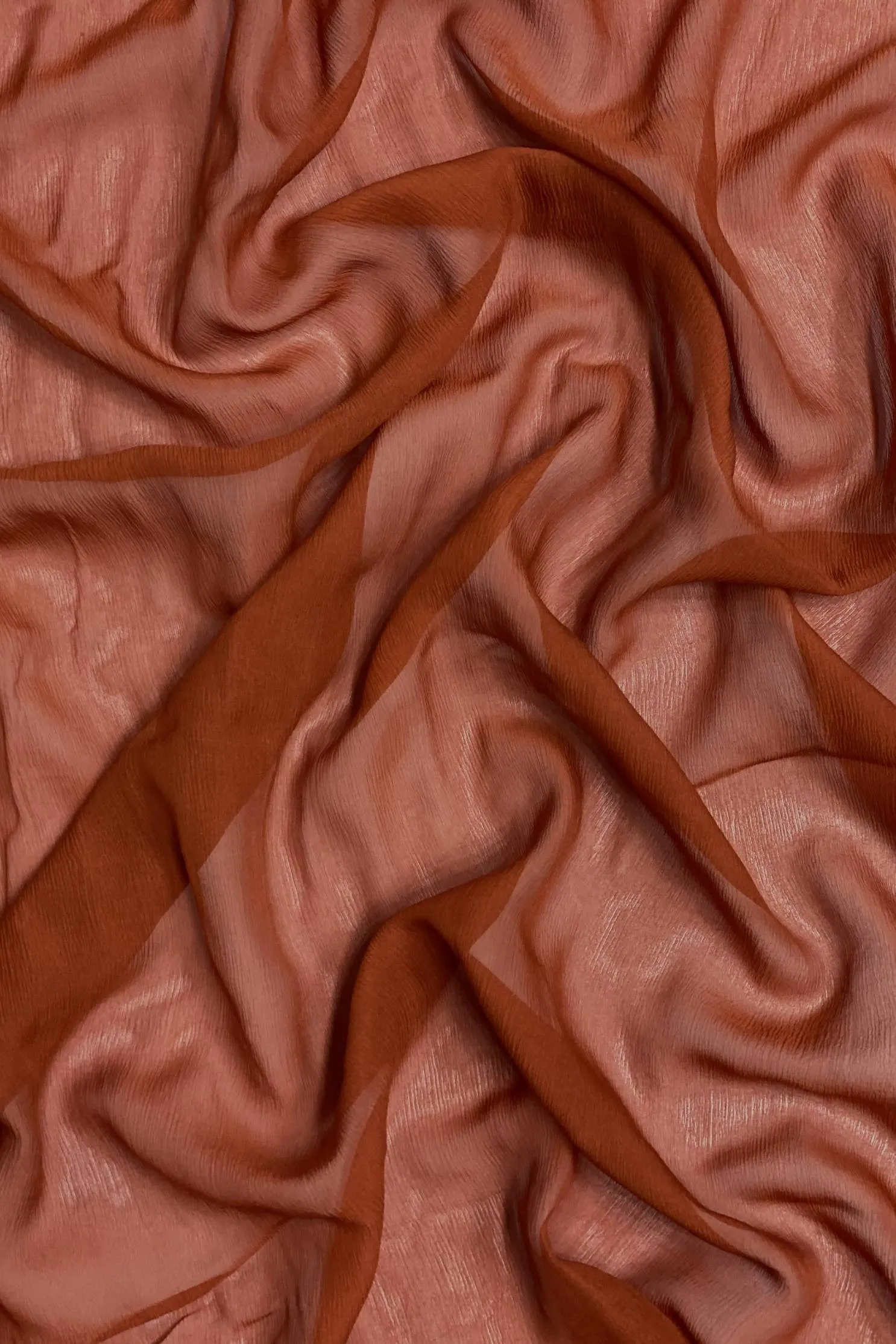 Burnt Ochre Silk Heavy Crinkled Chiffon HCD-021 Fabric