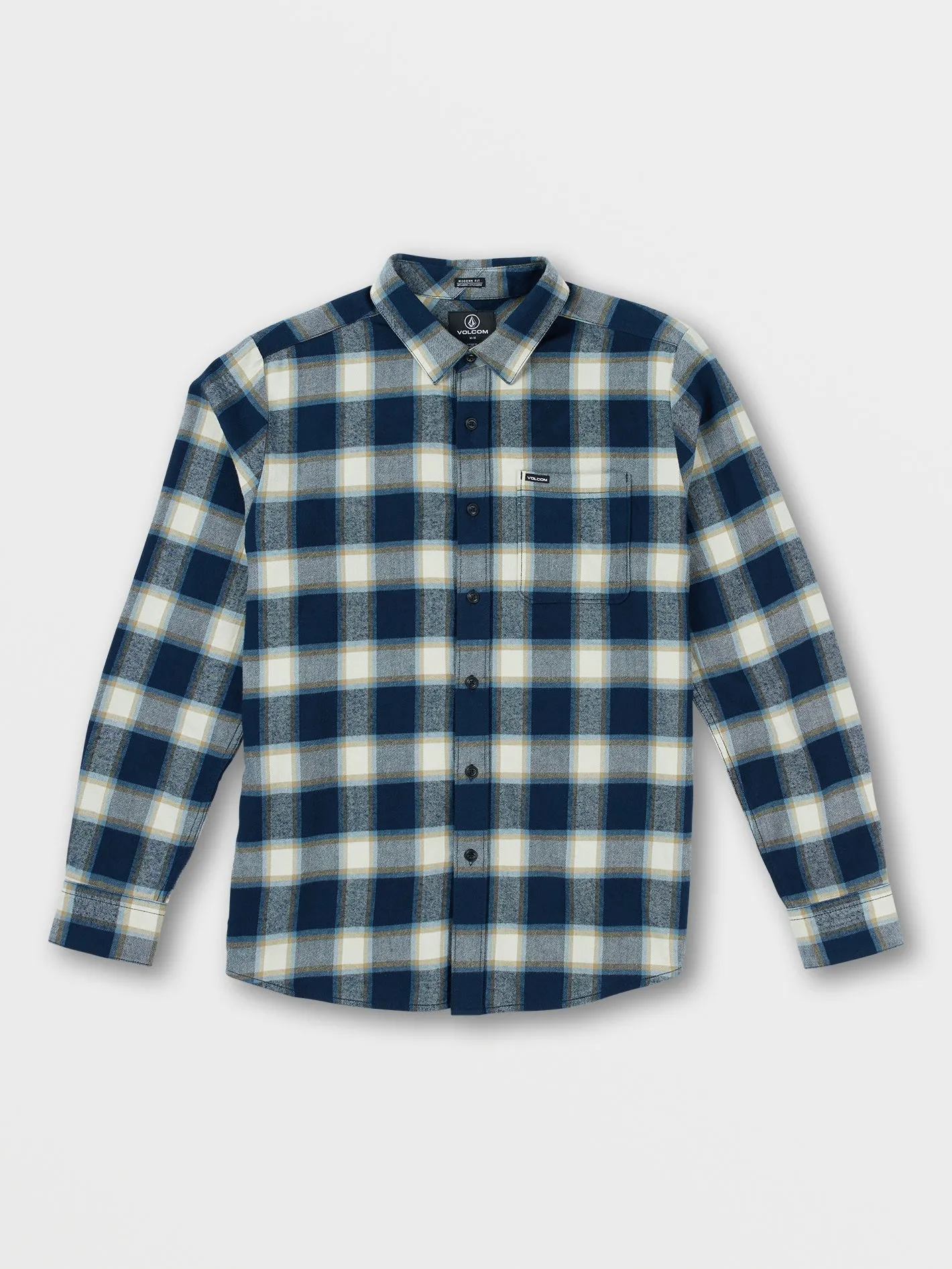 Caden Plaid Long Sleeve Flannel - Navy