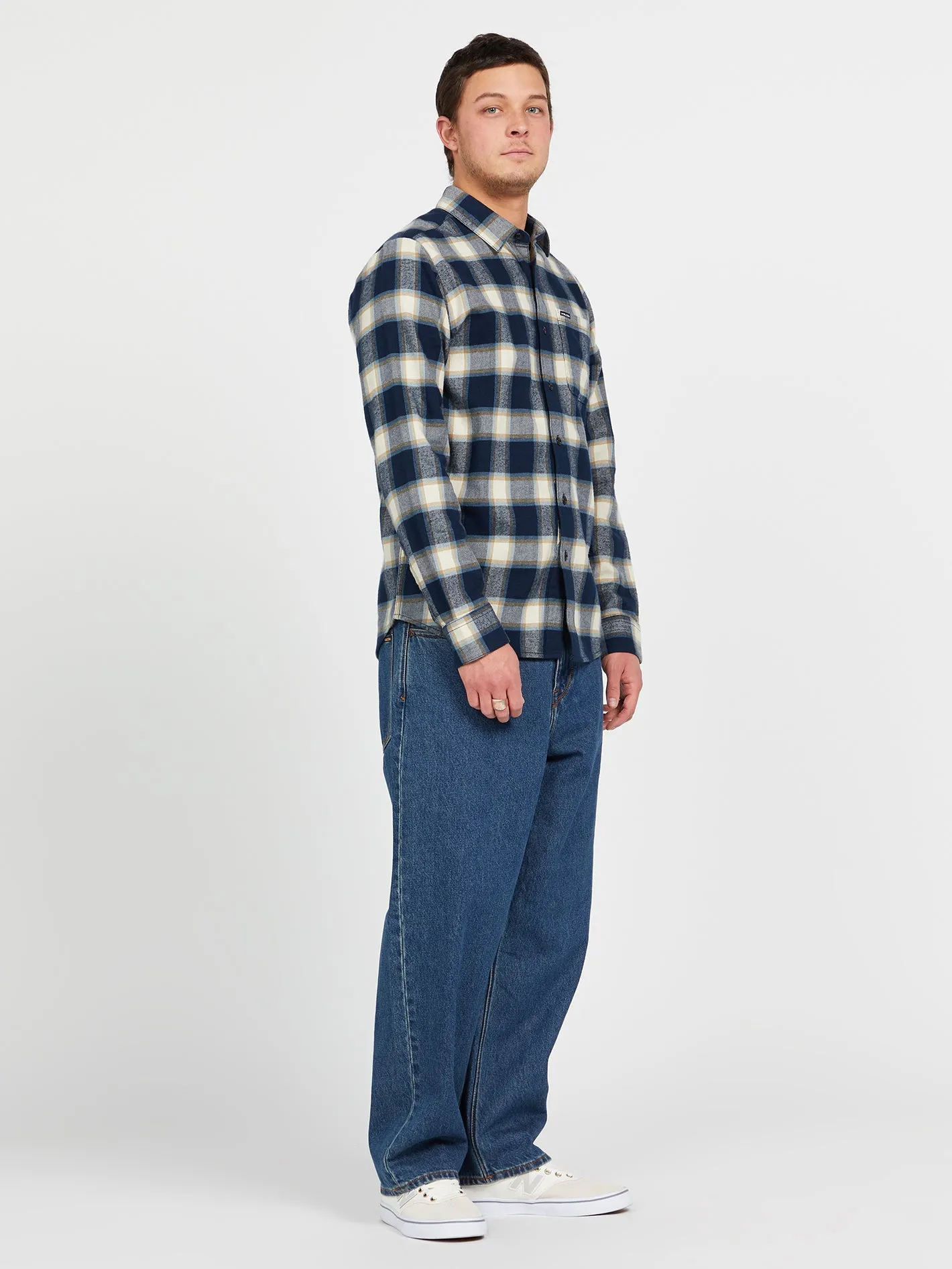 Caden Plaid Long Sleeve Flannel - Navy