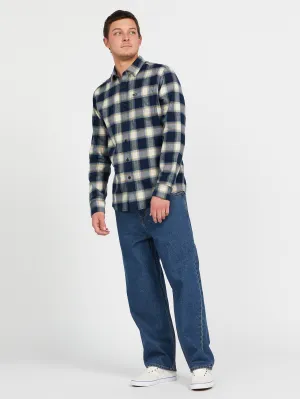 Caden Plaid Long Sleeve Flannel - Navy