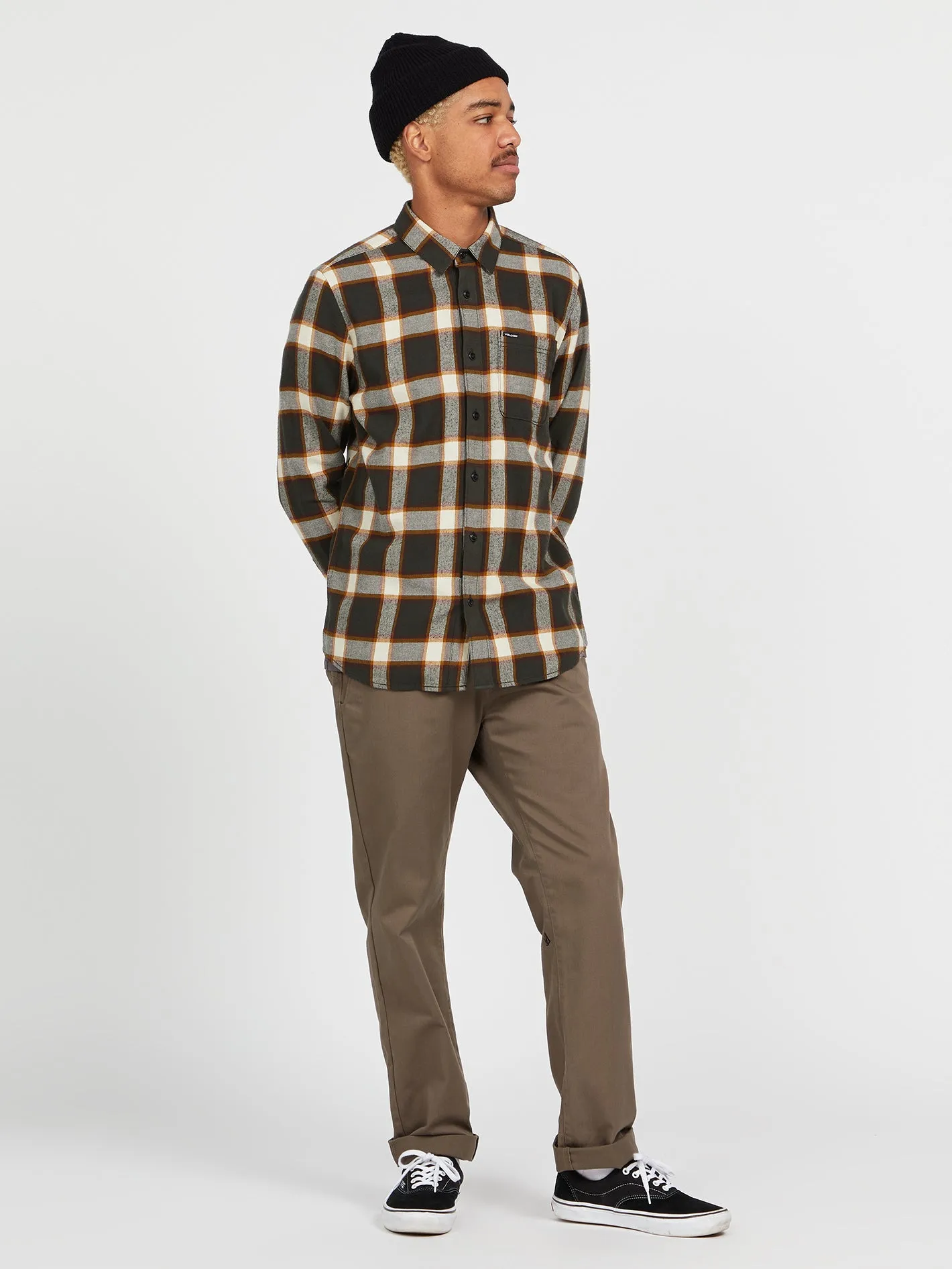 Caden Plaid Long Sleeve Flannel - Rinsed Black