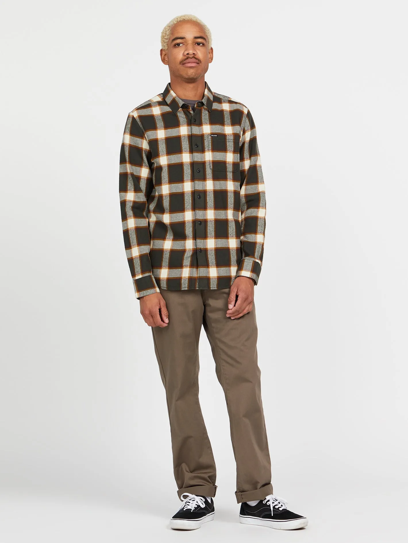 Caden Plaid Long Sleeve Flannel - Rinsed Black