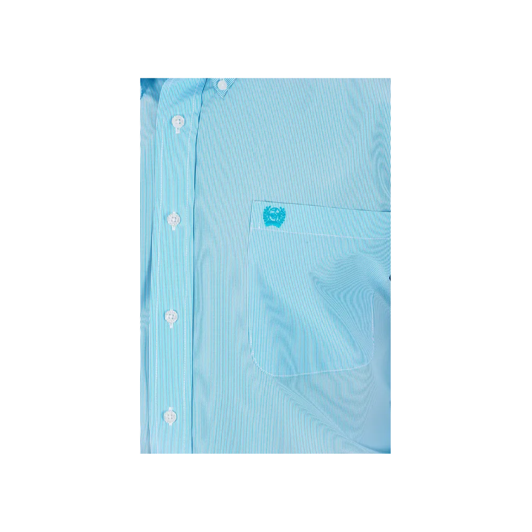 Cinch Men's Tencel Micro Stripe Button Down Western Light Blue Shirt