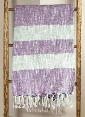 Cotton Stripe Lavender Woven Throw