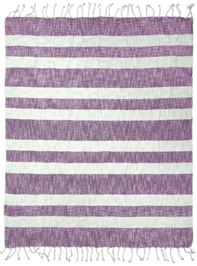 Cotton Stripe Lavender Woven Throw