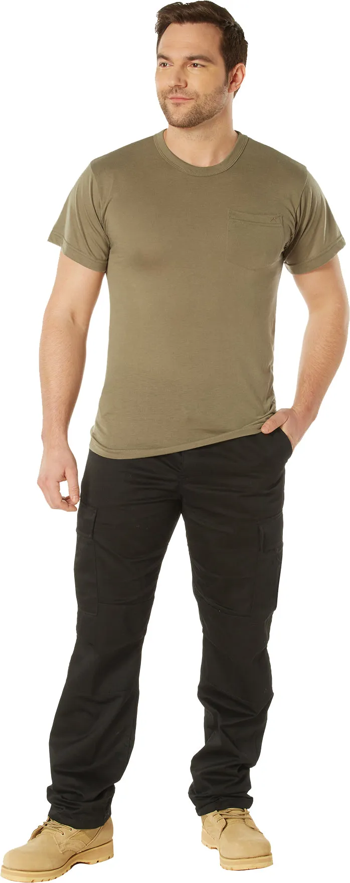 Coyote Brown Cotton/Polyester Pocket T-Shirt