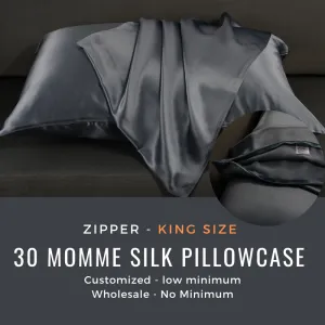 Custom Wholesale Silk Pillowcase 30 Momme Zipper Closure - King size