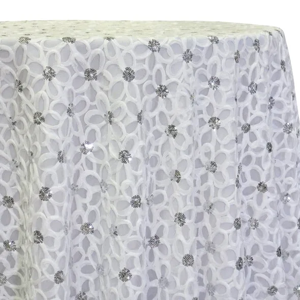 Daisy Sequins Table Linen in White