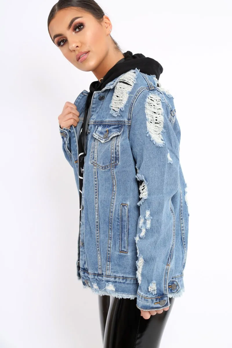 Denim Distressed Jacket -Dakira