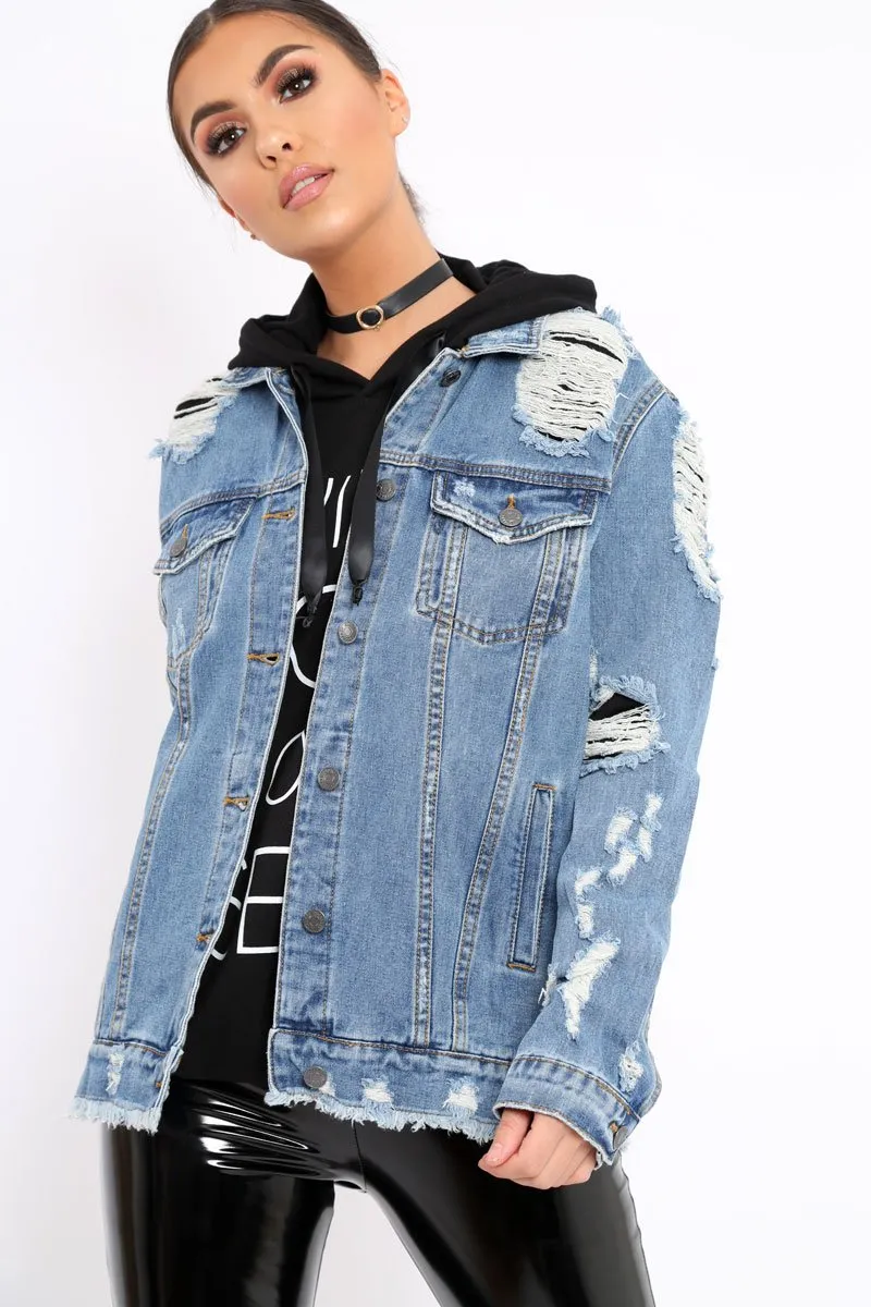 Denim Distressed Jacket -Dakira