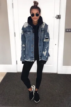 Denim Distressed Jacket -Dakira