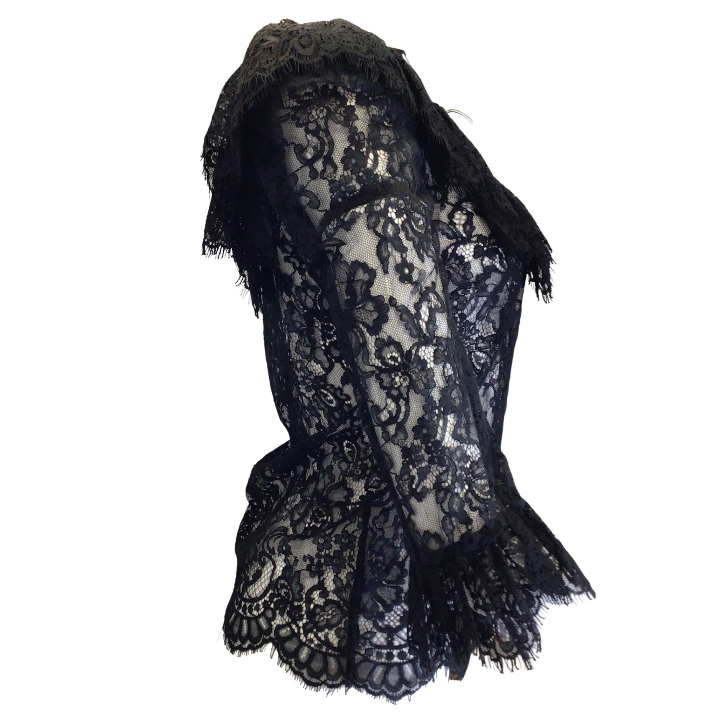 Dundas Black Long Sleeved Lace Blouse