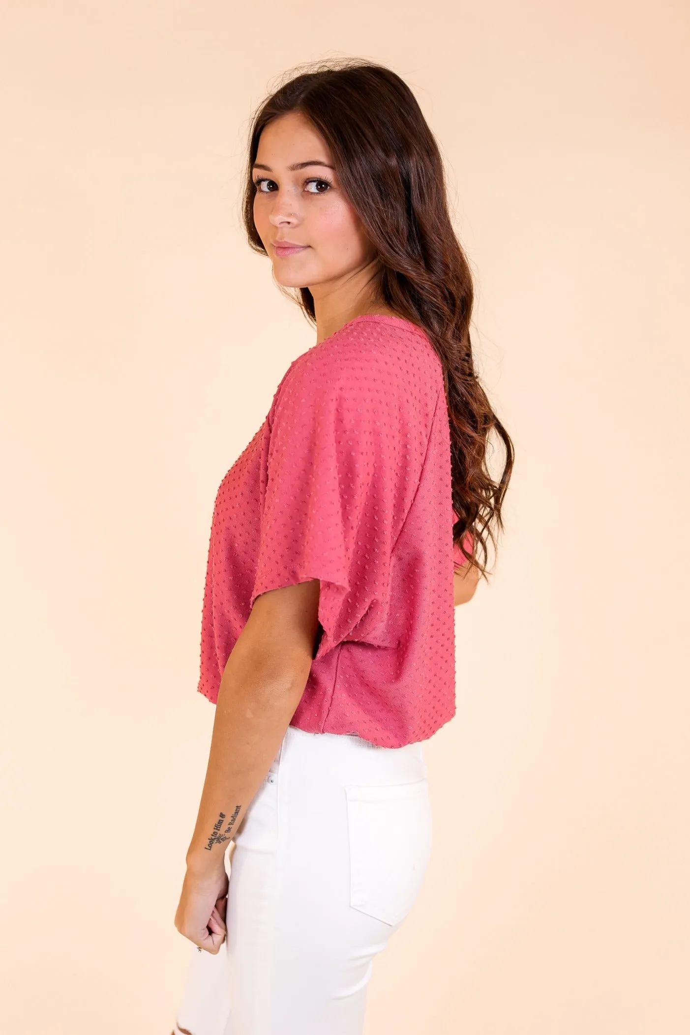 Elegant Bliss Swiss Dot Top, Dusty Rose