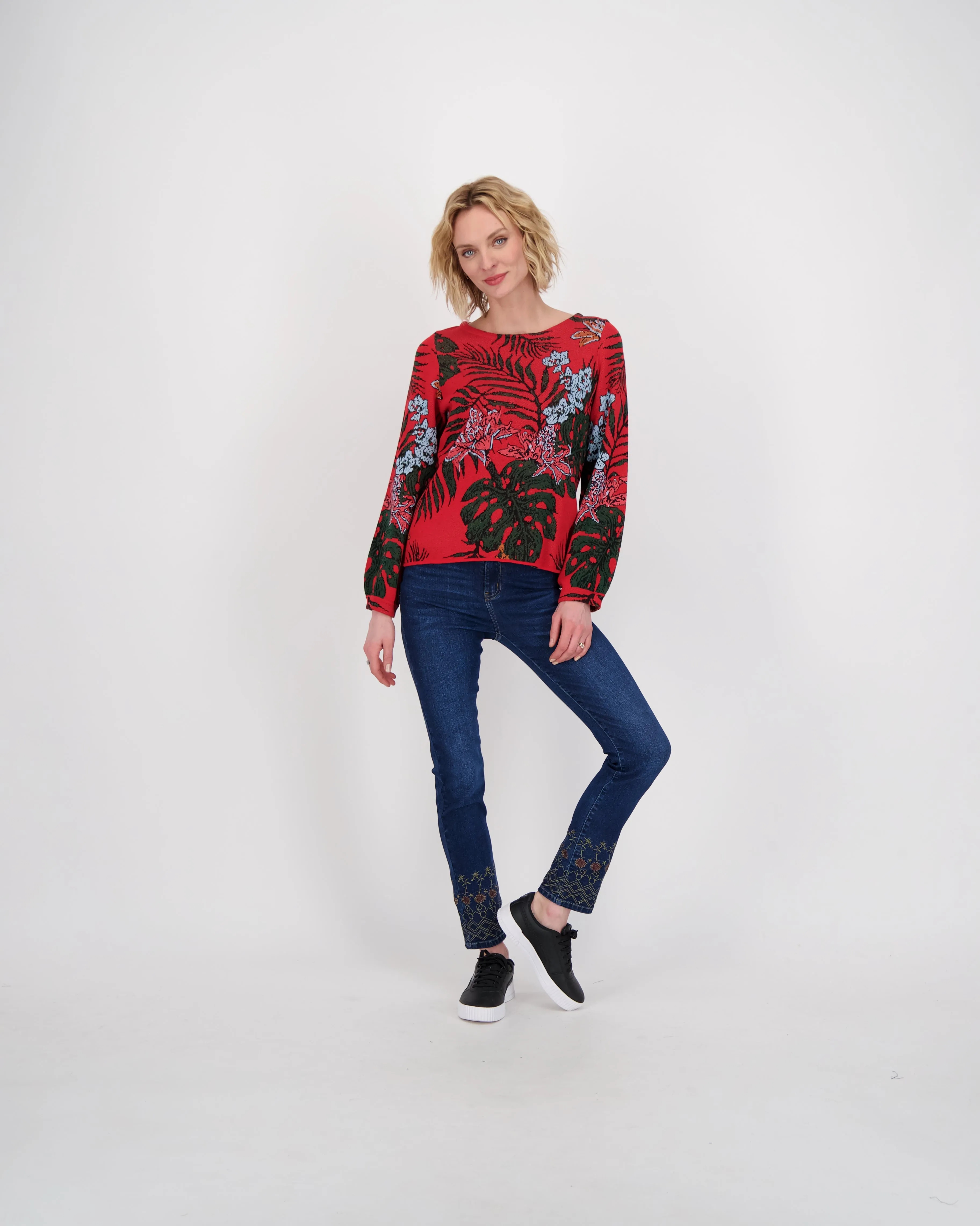 Embroidered Hem Jean