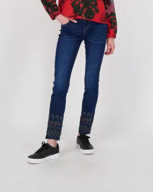 Embroidered Hem Jean