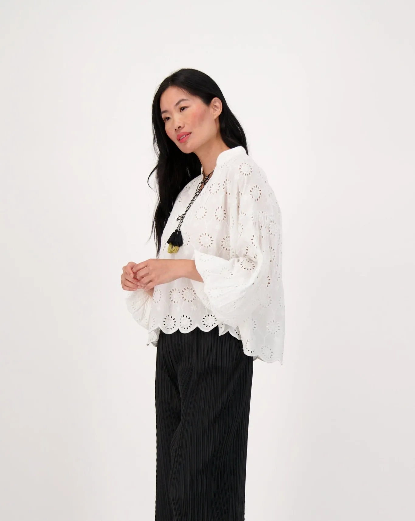 Eyelet Peasant Top