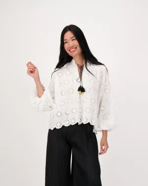 Eyelet Peasant Top