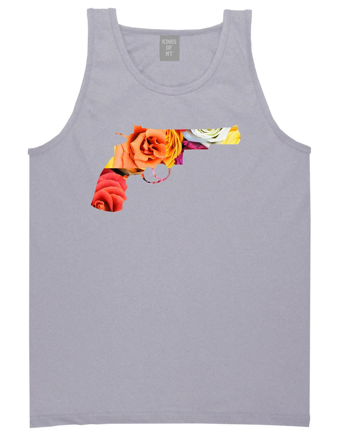 Floral Gun Flower Print Colt 45 Revolver Tank Top