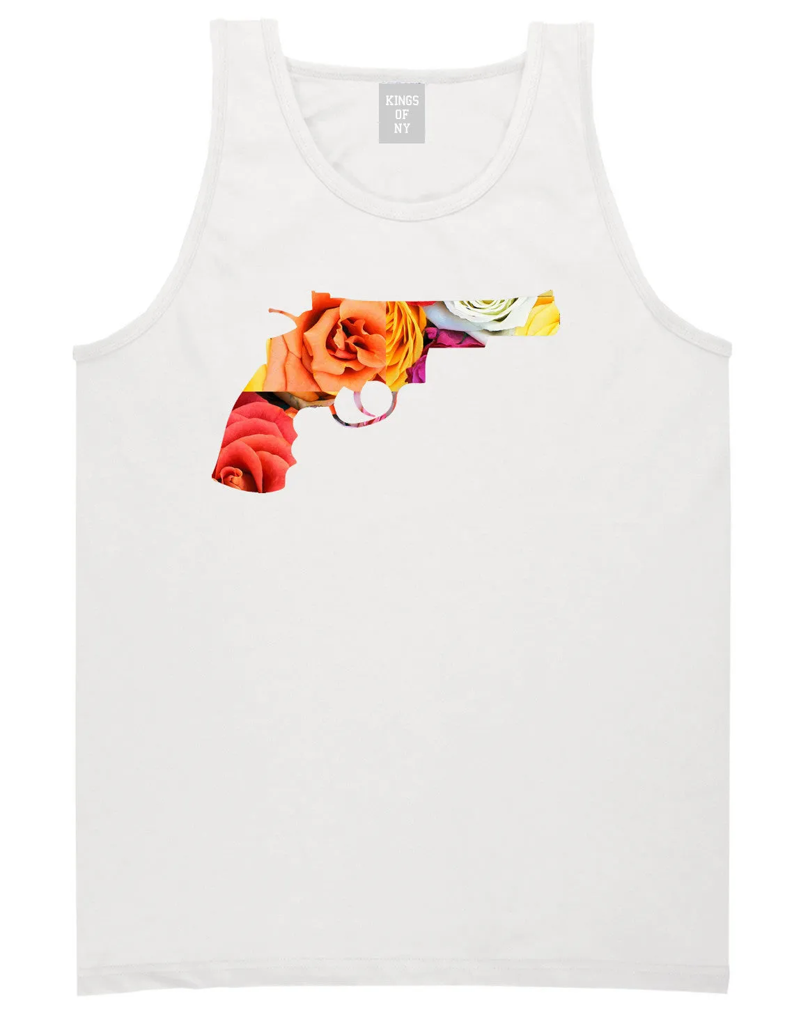 Floral Gun Flower Print Colt 45 Revolver Tank Top