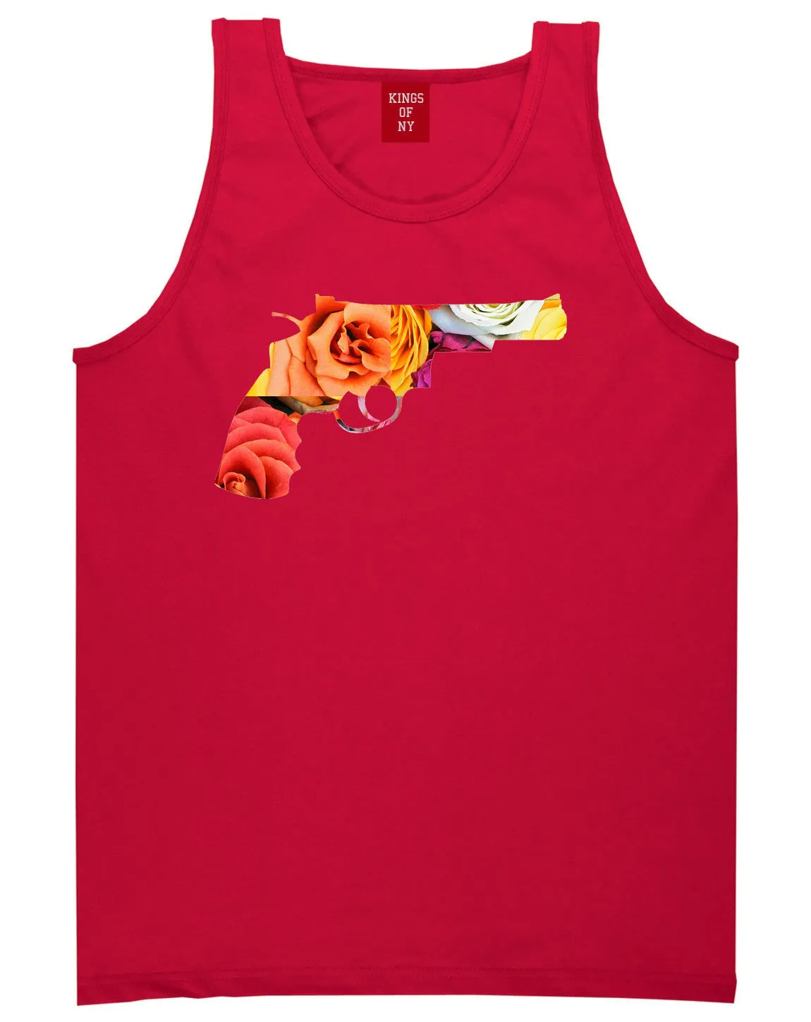 Floral Gun Flower Print Colt 45 Revolver Tank Top