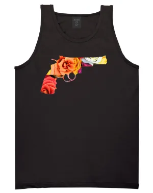 Floral Gun Flower Print Colt 45 Revolver Tank Top